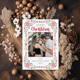 フローラの葉Two Photo Merry Christmas シーズンカード