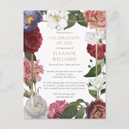 フローラの葬儀お祝いの写真 案内ポストカード (正面)