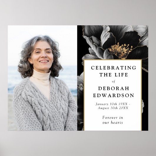 フローラの葬儀お祝いの生命写真サイン ポスター (正面)