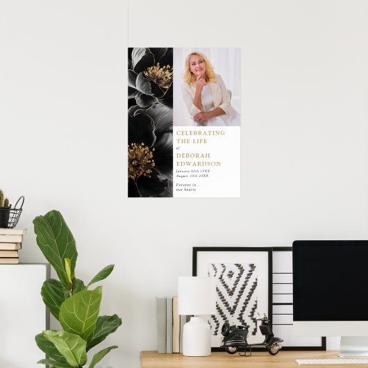フローラの葬儀お祝いの生命写真サイン ポスター (ホームオフィス)