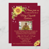 フローラの葬儀お祝いLife Photo Burgundy 招待状 (正面/裏面)