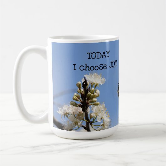 フローラの蝶:今日は喜びを選択 コーヒーマグカップ (左)