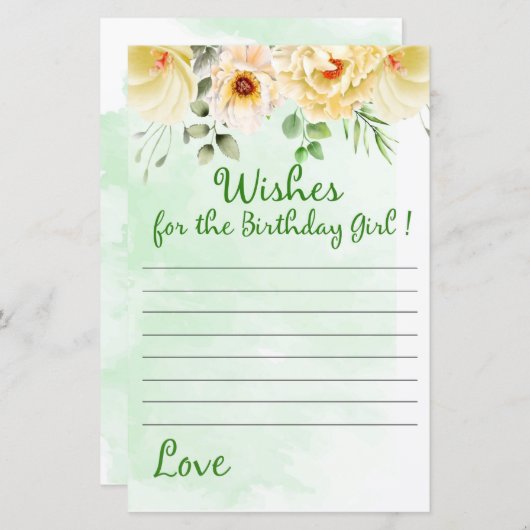 フローラの誕生日の女の子を願う (正面/裏面)