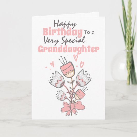 フローラの誕生日祝いに花を房にする カード (正面)