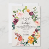 フローラの豪華なエレガント金ゴールド感謝祭ディナー 招待状 (正面)