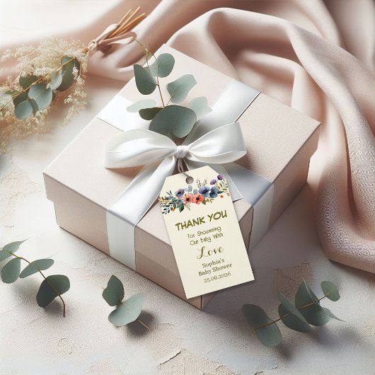 フローラの赤ちゃんシャワーメッセージカードカスタム – ありがとうございます ギフトタグ