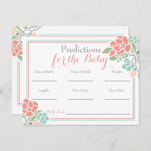 フローラの赤ちゃんシャワー予測サンゴティール（緑がかった色） インビテーションポストカード (正面/裏面)