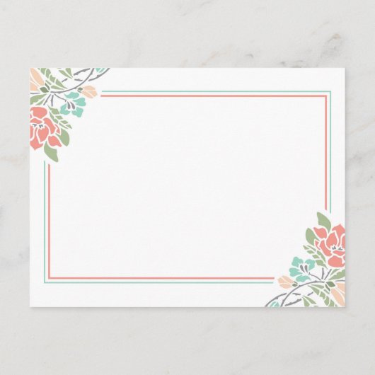 フローラの赤ちゃんシャワー予測サンゴティール（緑がかった色） インビテーションポストカード (裏面)