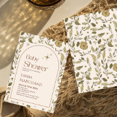 フローラの赤ちゃんシャワー招待緑のボヘミア 招待状