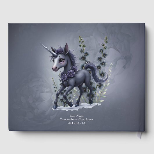 フローラの輝きの様式化ユニコーン。 ゲストブック (裏面)