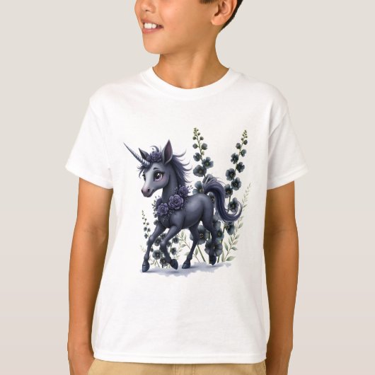 フローラの輝きの様式化ユニコーン。 Tシャツ (正面)