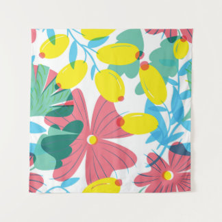 フローラの透過性要素を含むシームレスなパターン。 タペストリー