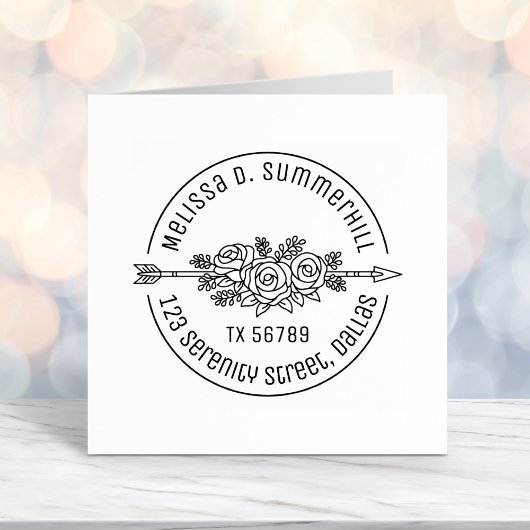 フローラの部族矢印バラ花ラウンドアドレスV2c セルフインキングスタンプ