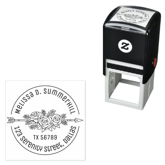 フローラの部族矢印バラ花ラウンドアドレスV2c セルフインキングスタンプ (インサイチュ)