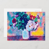 フローラの静物人生、白い秋菊 ポストカード (正面/裏面)