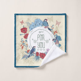 フローラの鳥バタフライ花あじさいブルーベル ウォッシュタオル