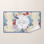 フローラの鳥バタフライ花あじさいブルーベル ハンドタオル (ハンドタオル)