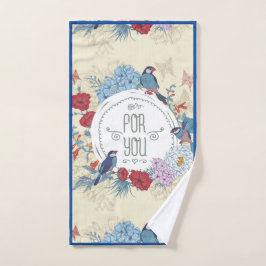 フローラの鳥バタフライ花あじさいブルーベル ハンドタオル