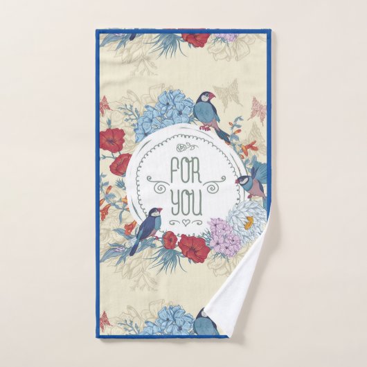 フローラの鳥バタフライ花あじさいブルーベル ハンドタオル (ハンドタオル)