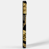 フローラの黒と金ゴールドパーソナライズされた名 Case-Mate iPhoneケース (裏面 / 右)