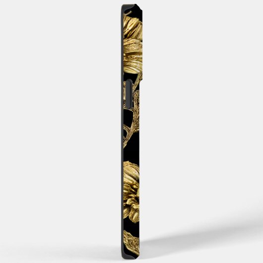 フローラの黒と金ゴールドパーソナライズされた名 Case-Mate iPhoneケース (裏面 / 右)