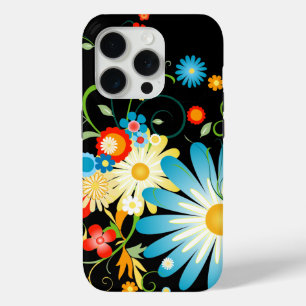 フローラの黒の色の爆発 iPhone 15 PROケース