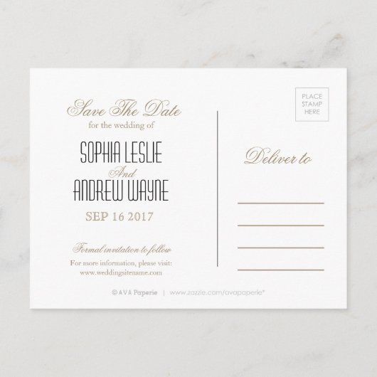 フローラの黒板の素朴な結婚式は日付を保存 案内ポストカード (裏面)