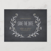 フローラの黒板の素朴な結婚式は日付を保存 案内ポストカード (正面)
