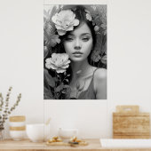 フローラの黒白 ポスター (キッチン)