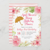 フローラの4月のシャワーが誕生日の花を 招待状 (正面/裏面)