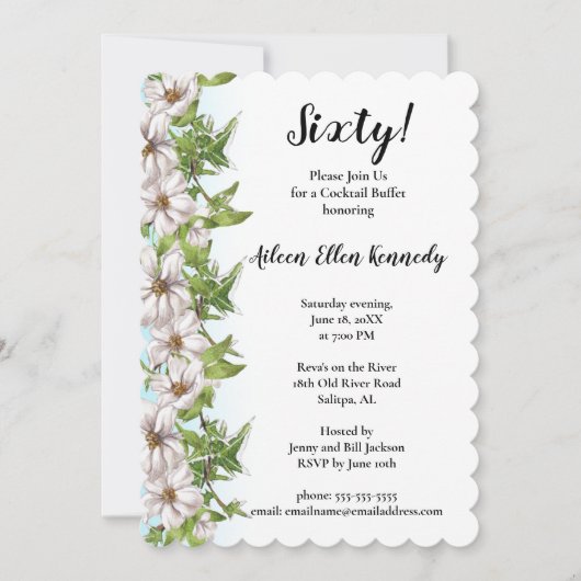 フローラの60歳エレガントの誕生日パーティーだ 招待状 (正面)