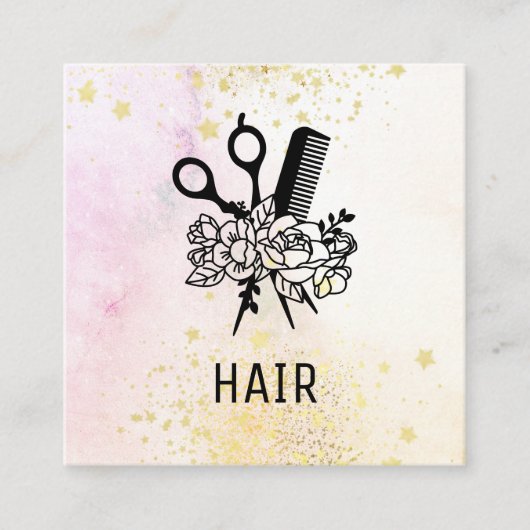 *~*フローラはさみグラデーション花Pastel AP6 スクエア名刺 (正面)