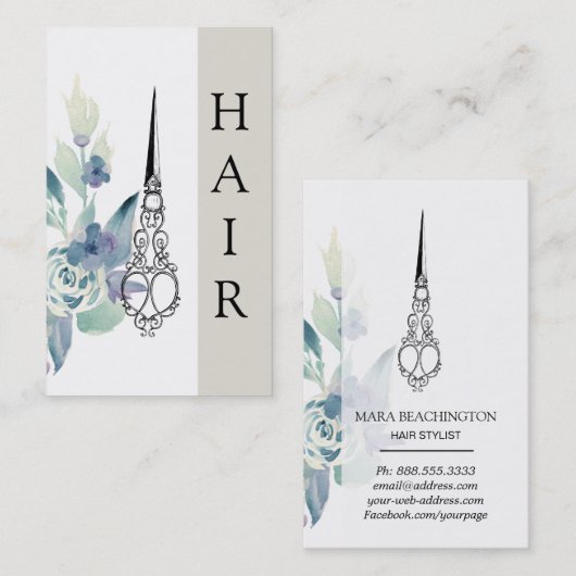 *~*フローラはさみビクトリアン付きのSYLISTヴィンテージ 名刺 (正面/裏面)