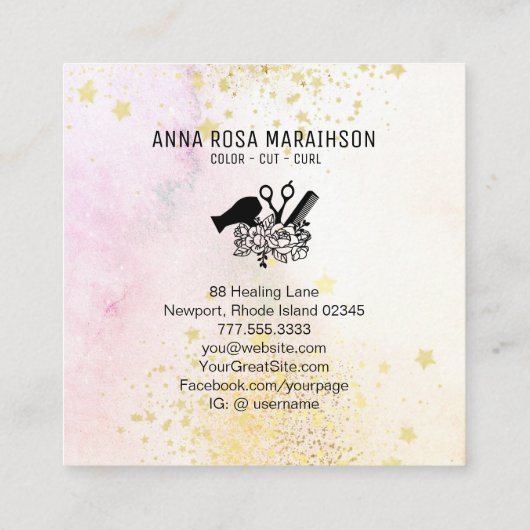 *～*フローラはさみ止めフラワーグリッター乾燥機AP6 スクエア名刺 (裏面)