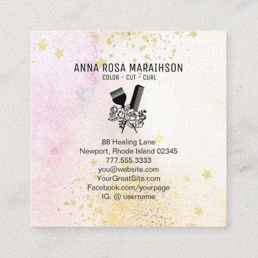 *～*フローラはさみ止めフラワーグリッター乾燥機AP6 スクエア名刺 (裏面)