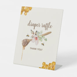 フローラはちみつ蜂ベビーシャワーオムツラッフル 台座サイン