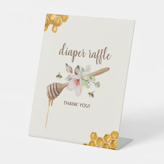 フローラはちみつ蜂ベビーシャワーオムツラッフル 台座サイン (正面)