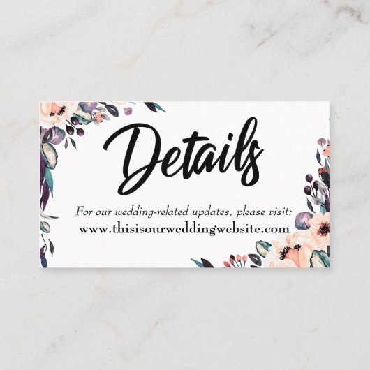 フローラはっきりしたのWatercolorとScript日付カードの保存 名刺 (裏面)