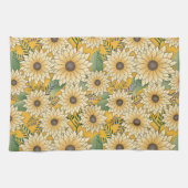 フローラはっきりしたイエローサニーサンフラワーガーデン キッチンタオル (横)