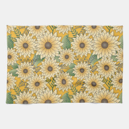 フローラはっきりしたイエローサニーサンフラワーガーデン キッチンタオル