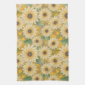 フローラはっきりしたイエローサニーサンフラワーガーデン キッチンタオル (縦)