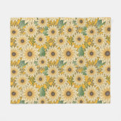 フローラはっきりしたイエローサニーサンフラワーガーデン フリースブランケット (正面(横))