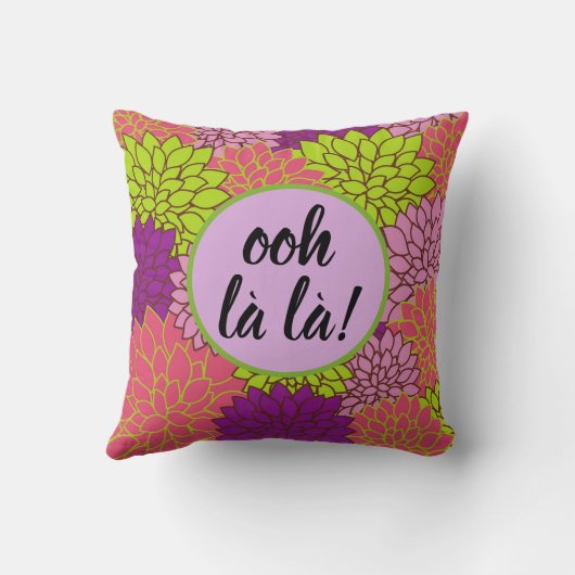 フローラはっきりしたオウララ!/モノグラムピンクグリーンプル クッション (裏面)