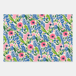 フローラはっきりしたスクエアボウ模様マクシマリストカラフル ラッピングペーパーシート