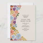フローラはっきりしたトーストの花嫁カクテルアワーシャワー 招待状 (正面)