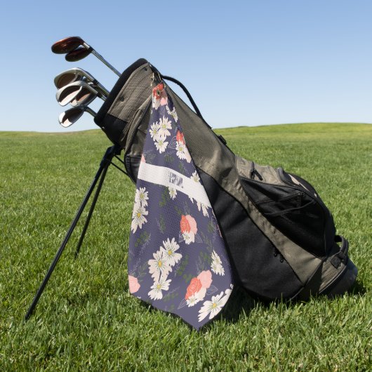 フローラはっきりしたドードル(桃色と濃紺色) ゴルフタオル (グリーン)