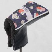 フローラはっきりしたドードル（桃色と濃紺色） ゴルフヘッドカバー (3/4 正面)