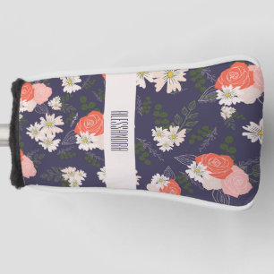 フローラはっきりしたドードル（桃色と濃紺色） ゴルフヘッドカバー