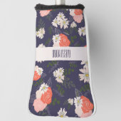 フローラはっきりしたドードル（桃色と濃紺色） ゴルフヘッドカバー (回転90)