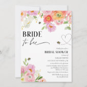 フローラはっきりしたビーブライドトゥビーブライダルシャワー 招待状 (正面)